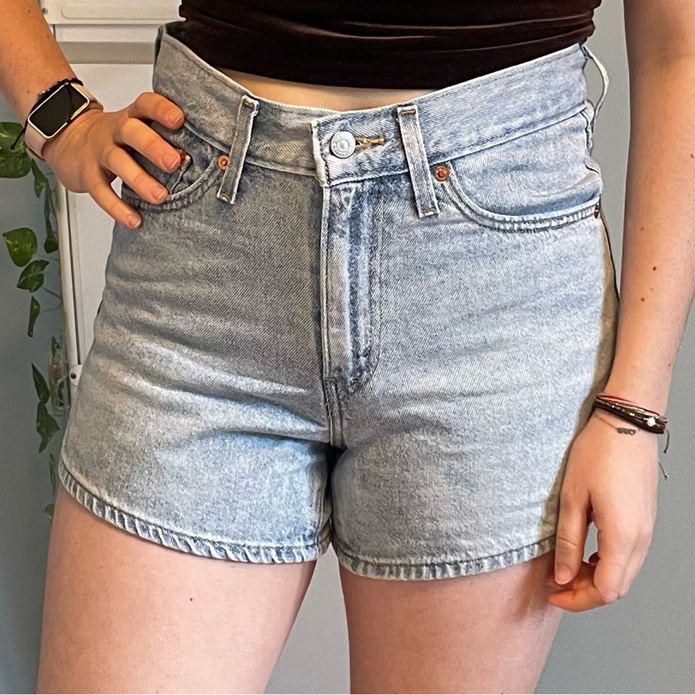 Levi's High Waist Light Blue Denim Shorts